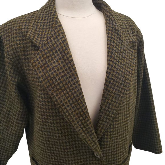 Vintage V-neck  Houndstooth Print Sport Coat Blazer - Picture 6 of 9